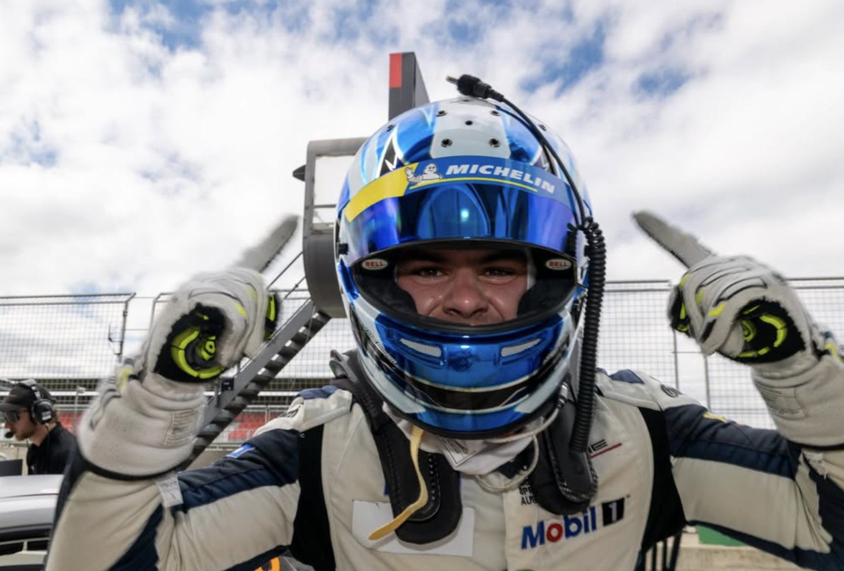 Celebrating a racing win